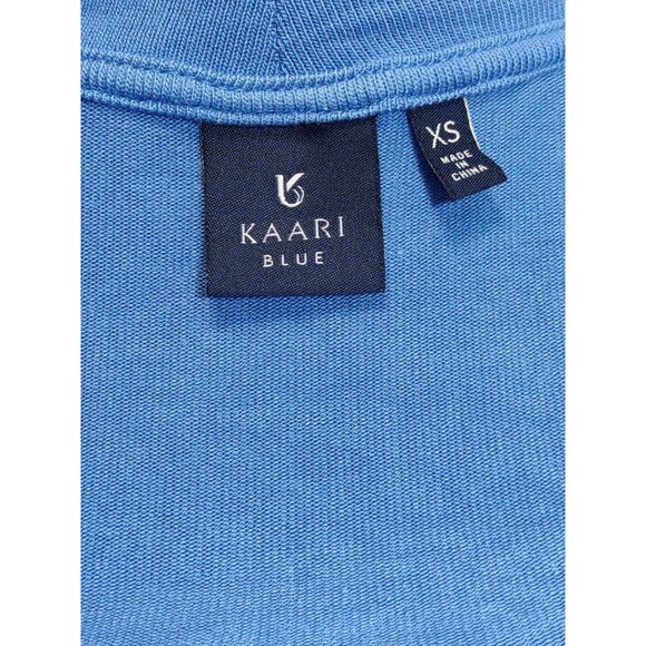 Kaari Blue Top Mock Neck Could Shoulder Blue Knit Stretch Soft Shirt Womens XS - Picture 4 of 6
